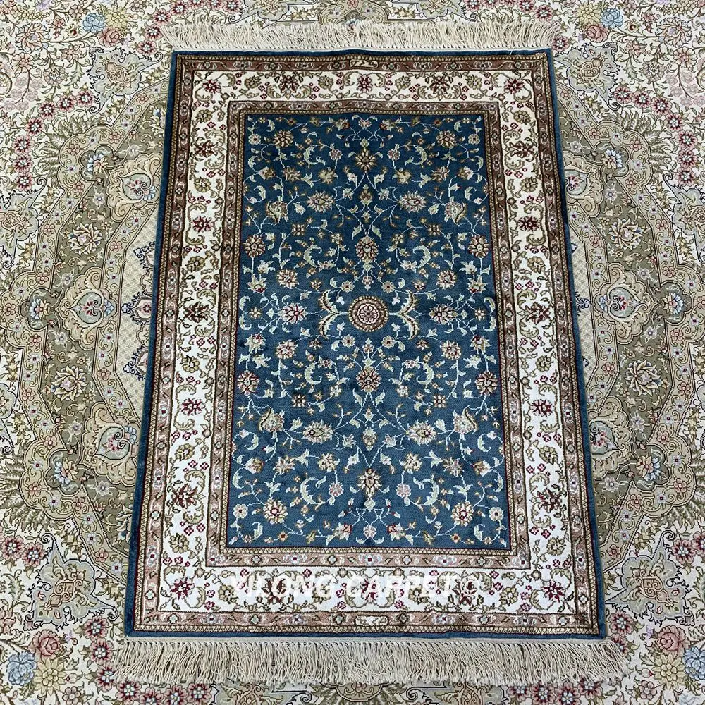 Yilong 2'x3' Hereke шелковый ковер синий ручной работы Изысканные турецкие шелковые коврики(HF094B