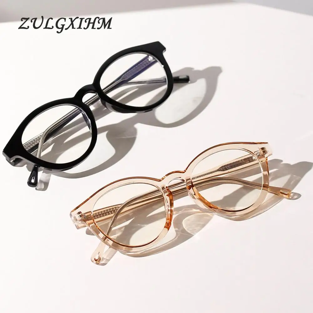 

Vintage Oval Eyeglass Frame Full-Rim Plain Glass Spectacles Man Women TR90 Myopia Glasses Frame Anti-Blue Light Eyewear