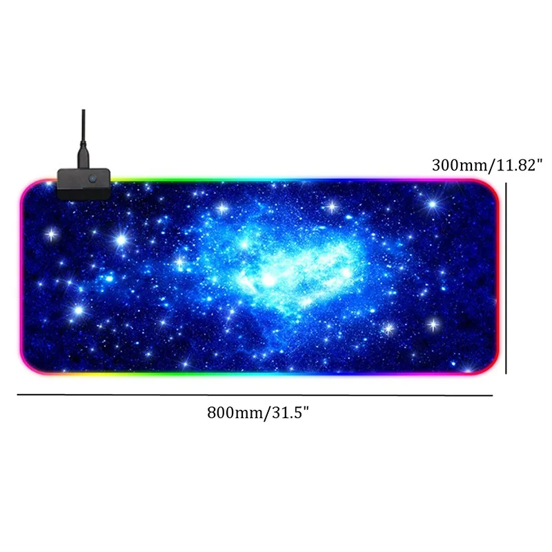 300x800 VicTsing игровой коврик для мыши с RGB подсветкой, Красочный светодиодный коврик для мыши, игровой коврик для компьютерной мыши, Мягкий Нескользящий Коврик для мыши, коврик для мыши - Цвет: 300x800