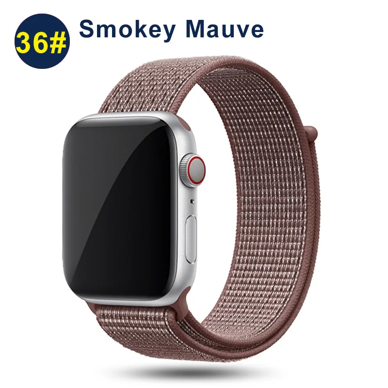 Ремешок UEBN для Apple Watch Series 5 4 3 band 44 мм/40 мм Спортивная петля для iwatch band 5 42 мм 38 мм ремешок браслет нейлоновый ремешок для часов - Цвет ремешка: Smokey Mauve
