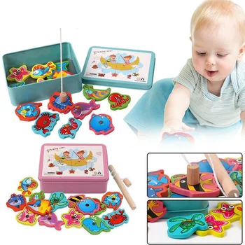 

Game Educational Outdoor Toy Fish Wooden Magnetic Fishing Toy Set Fish Parent-child Exchange Interactive Toy Children Gift