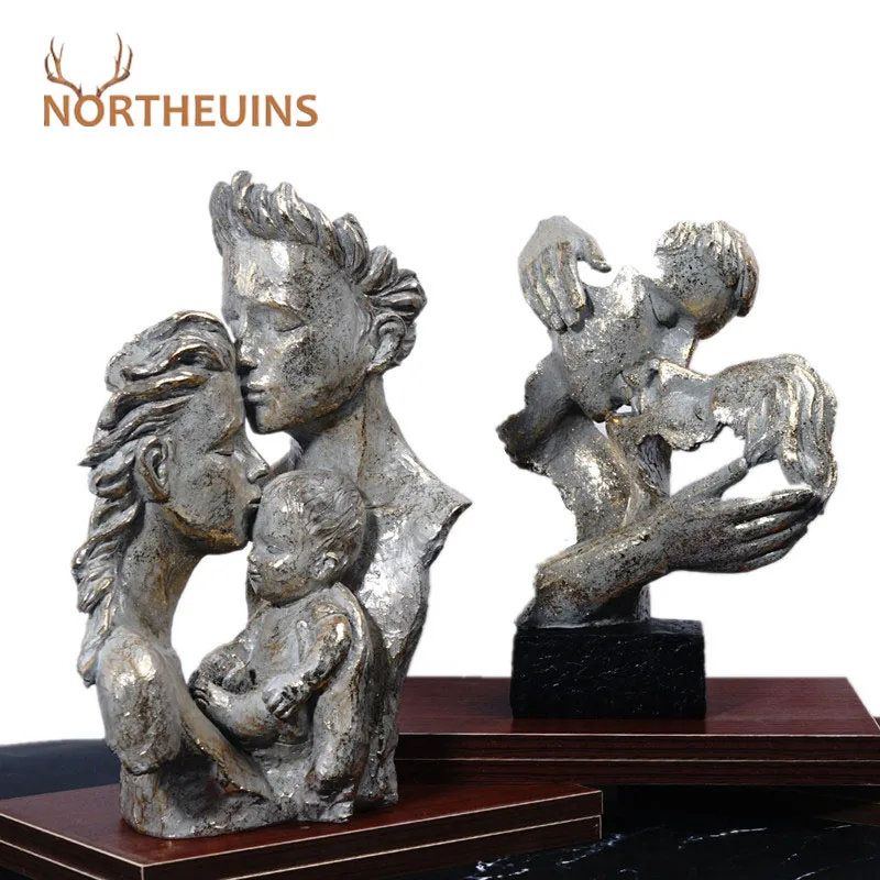 NORTHEUINS Couple Lover Mask Statue Brid Thinker Figure Head Sculpture Resin Bust Figurines Retro Interior Home Desk Decoration | Дом и сад