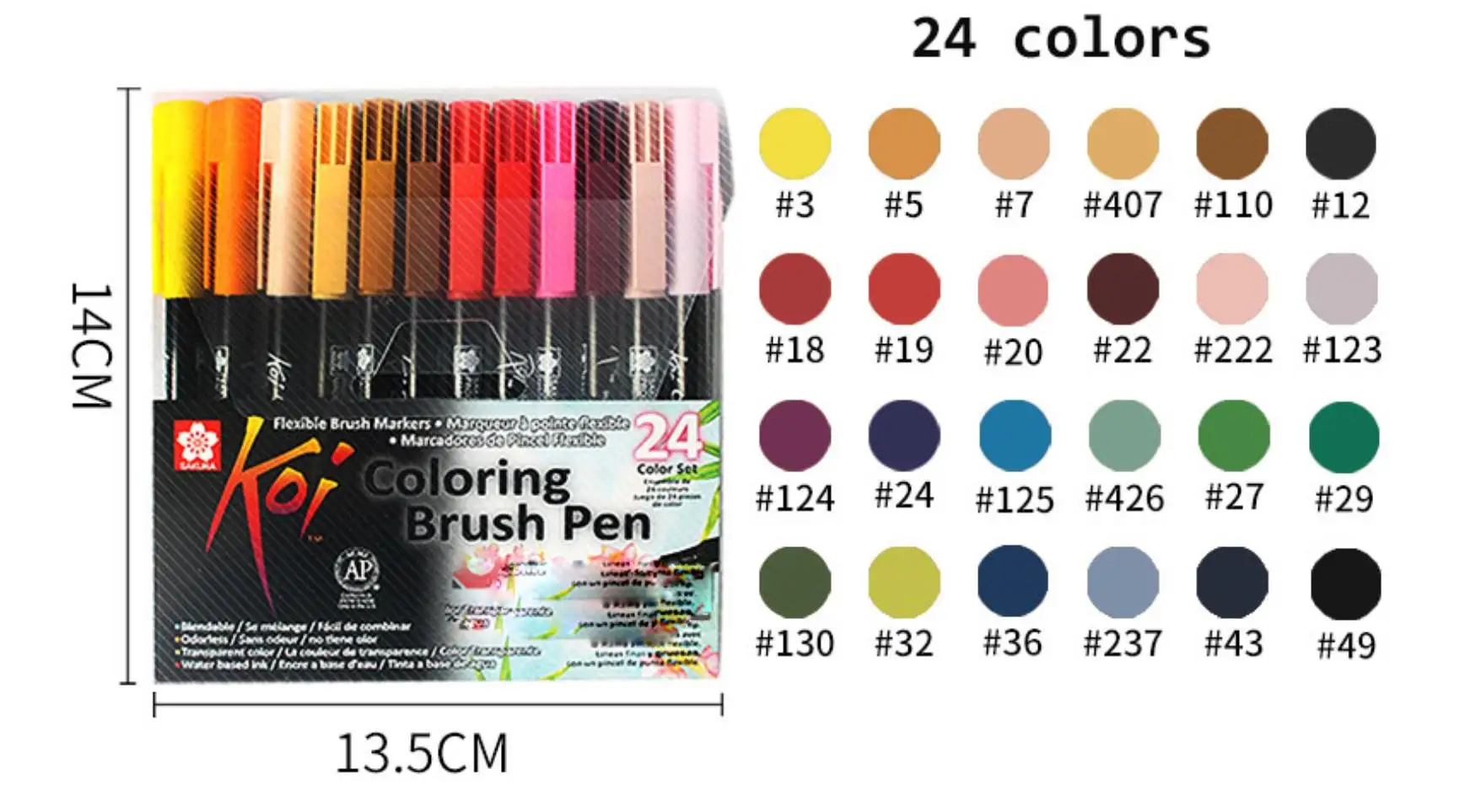 TUNACOCO pen set Japanese stationery SAKURA pen Mark pens marker colour pen soft brush drawing pen school arts markers bb1710196 - Color: 24 colors