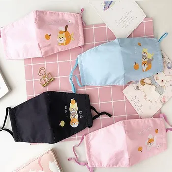 

4pcs Children Unisex maskas+8pcs Fliters Washable Dust maskers Anti-ultraviolet Printed Adjustable Keep Warm Cotton Mascarillas