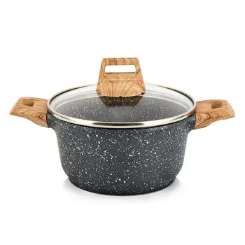 

FISSMAN 14cm Mini Casserole with Lid Non-stick Marble Coating Aluminium CD Bottom Cooker BILLA Series Shallow Pot Gas Cooker