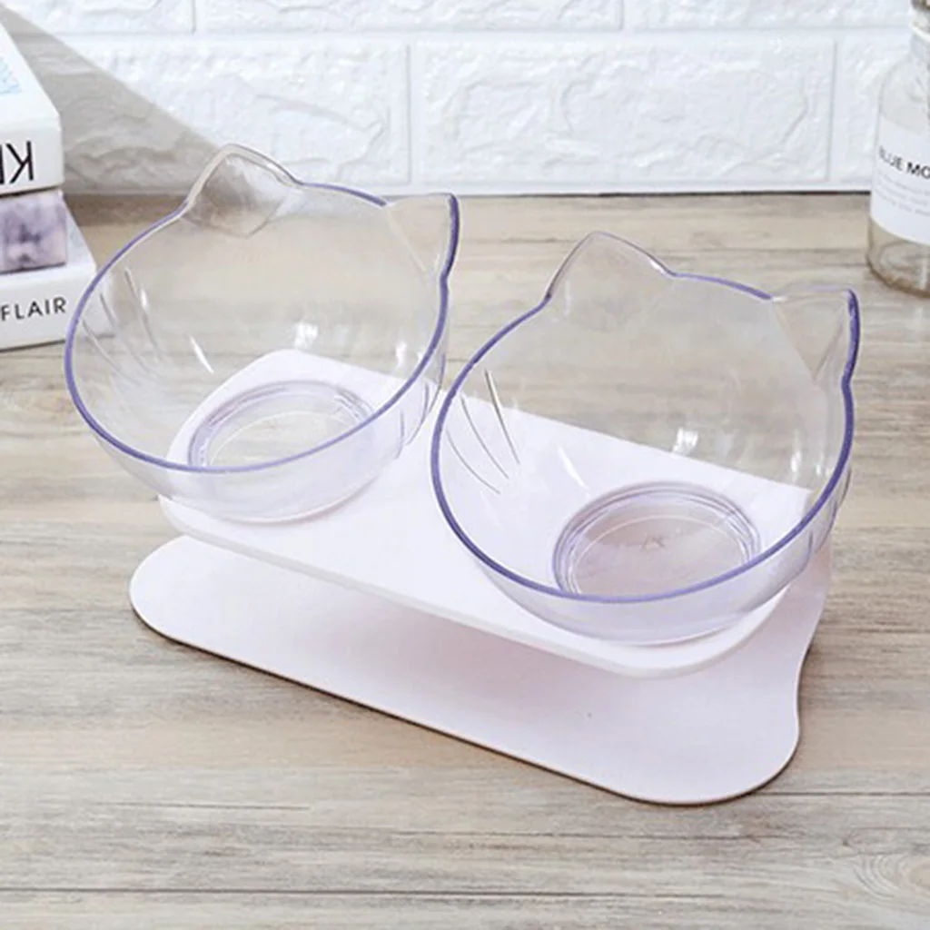 Round Kitten Cat Double Bowl Cat Bowl Dog Bowl Transparent Non-slip Food Bowl With Protection Cervical Transparent Cat Round Kitten Cat Double Bowl Cat Bowl Dog Bowl Transparent Non-slip Food Bowl With Protection Cervical Transparent Cat