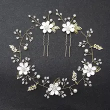 Европа и Америка,, цветные цветы, розовый и синий, белый, фиолетовый, мягкая подвеска, лента для волос, заколка, упакованная, комбинация, для невесты