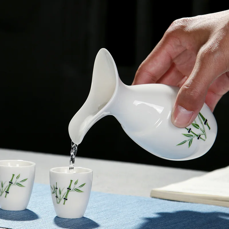 Китайский креативный набор для вина из керамики, 1 горшок, 6 чашек, антикварное стекло для вина, керамика для ликера, разделитель вина, кувшин, маленькие чашки