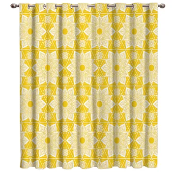 

Yellow Mandala Pattern Window Curtains Dark Curtain Lights Living Room Bathroom Blackout Outdoor Indoor Fabric Floral Decor