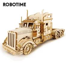Robotime 1:40 286 sztuk klasyczne DIY ruchome 3D ameryka pojazd ciężarowy drewniany Model budynku montaż zabawki prezent dla dzieci dorosłych MC502