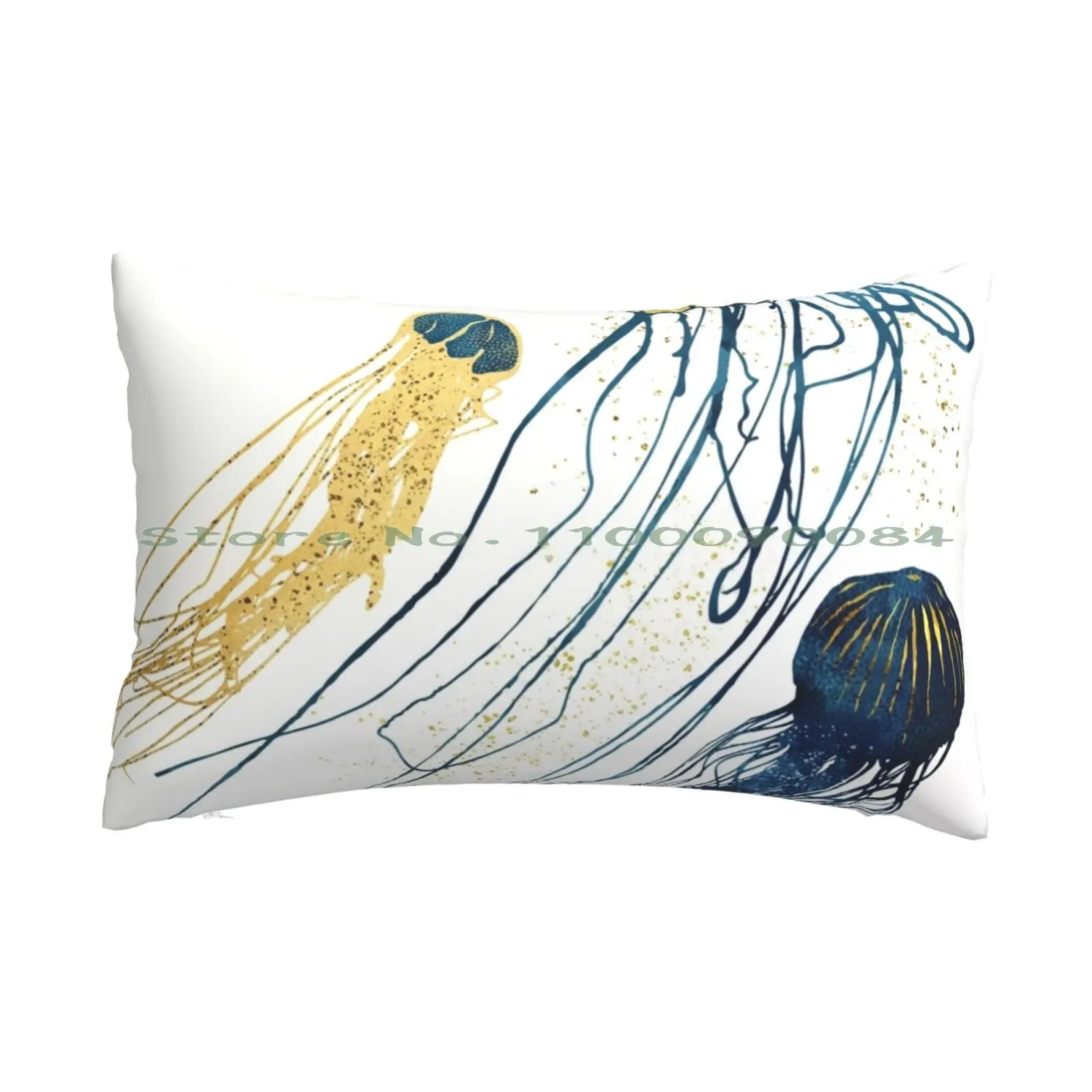 

Jellyfish Ii Pillow Case 20x30 50*75 Sofa Bedroom Jellyfish Marine Aquatic Scuba Ocean Sea Underwater Nature Blue Indigo Copper