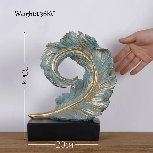Feather Sculpture Office Decoration Room Living Room Entrance TV Cabinet Wine Cabinet Creative Resin Crafts Decoration Gift Style 6