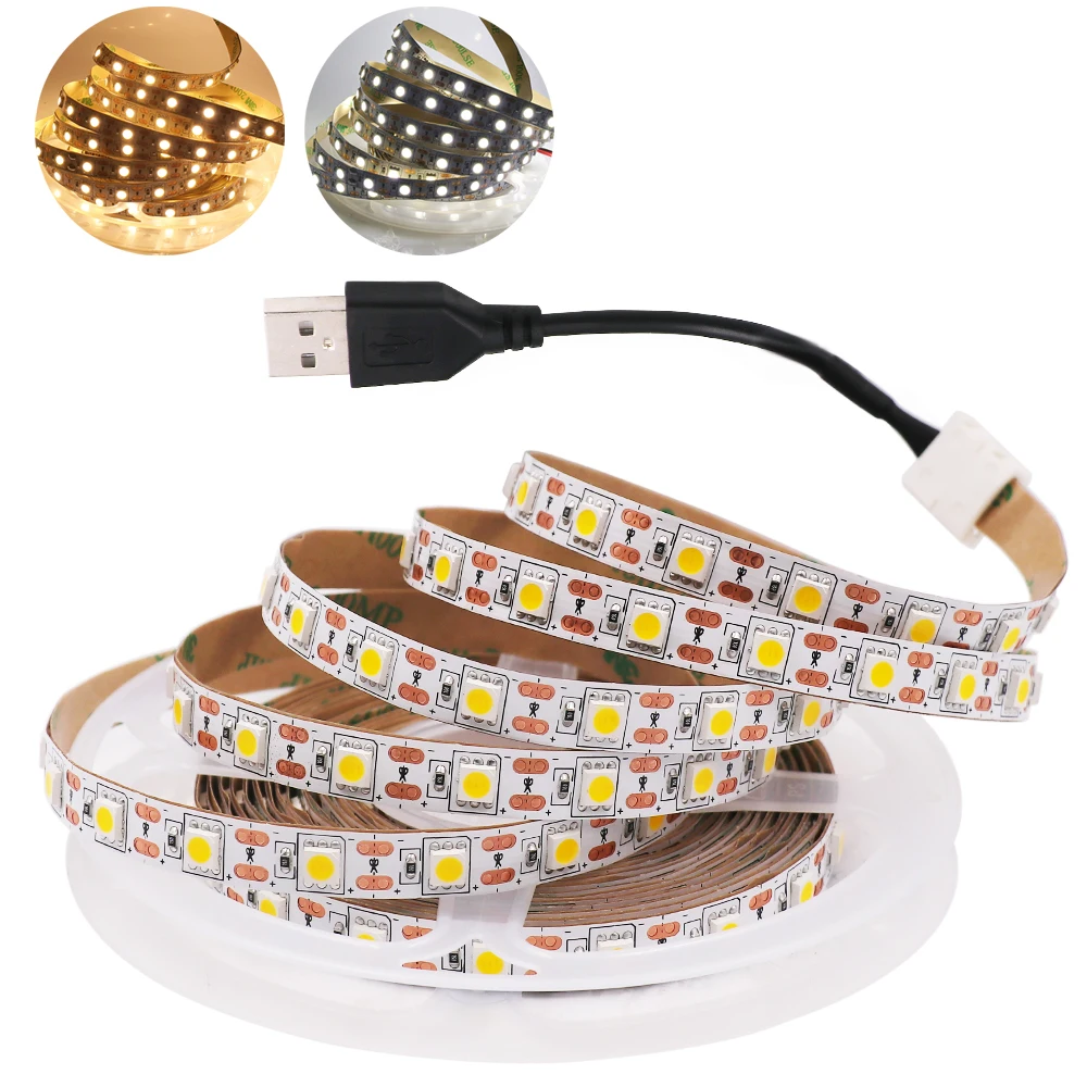 Гибкая СВЕТОДИОДНАЯ лента SMD 5050 5 В USB для подсветки телевизора 30 см 50 1 м 2 3 4
