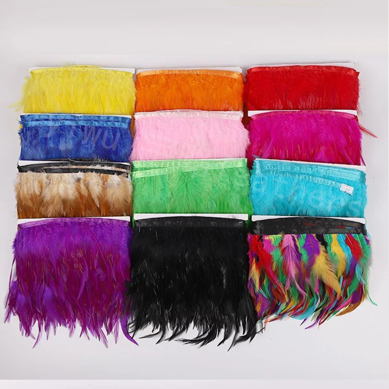 

10 meters Wholesale elegant white rooster feather trims width 8-15CM Chicken feather ribbon DIY Jewelry Accessories Plume