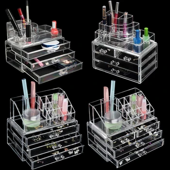 

5 styles Transparent Plastic Home Drawer Desk Desktop Storage Box Organiser Clear Acrylic Makeup Make Up Organizer For Cosmetic