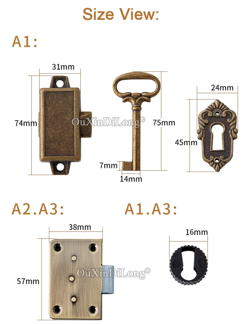 Ретро винтажный Стиль 2 комплекта античные для шкафа ящика шкафа замки шкаф замок мебель фурнитура
