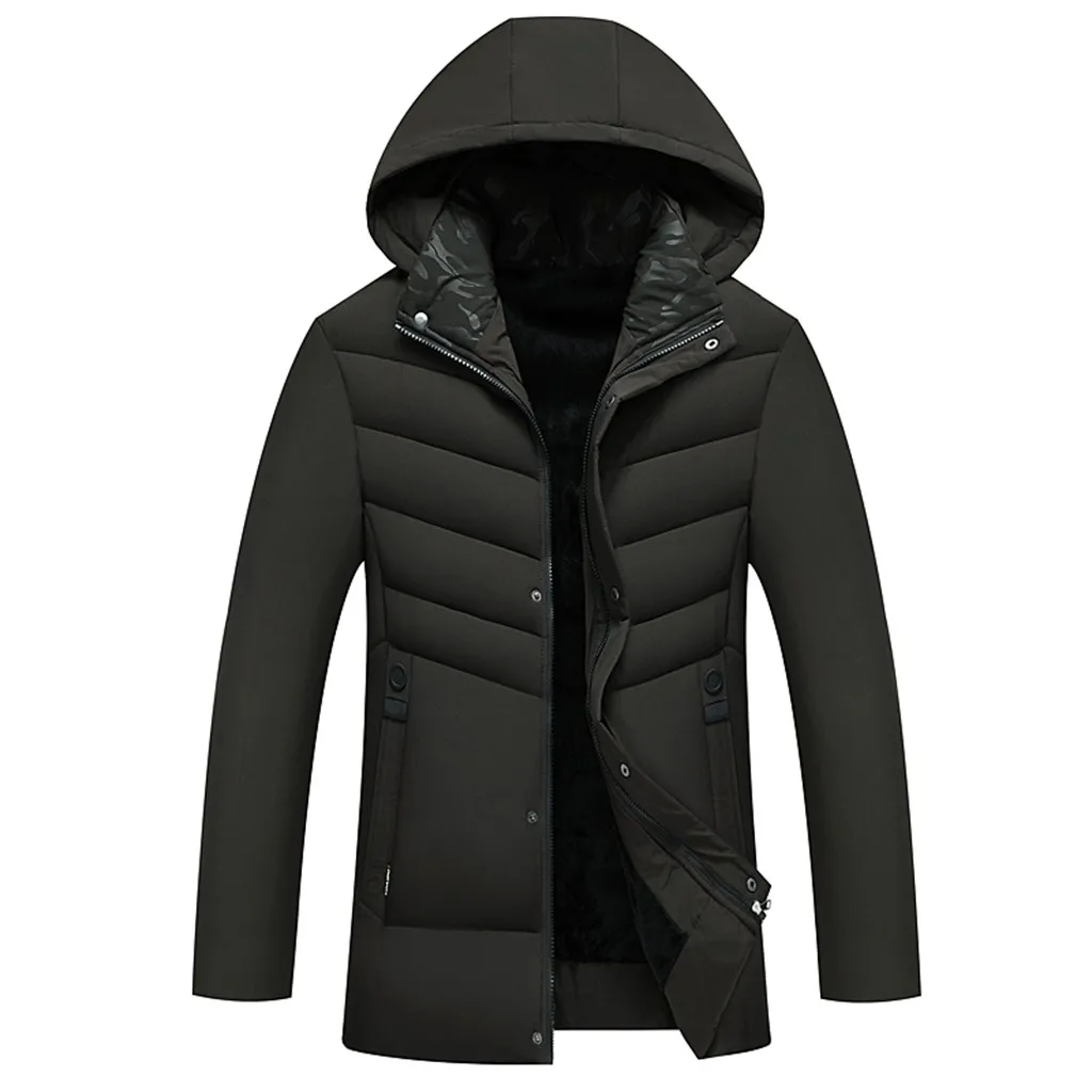 Парки стиль для мужчин на осень и зиму средняя и длинная более толстая крышка хлопковые пальто и куртки мужская одежда Прямая поставка