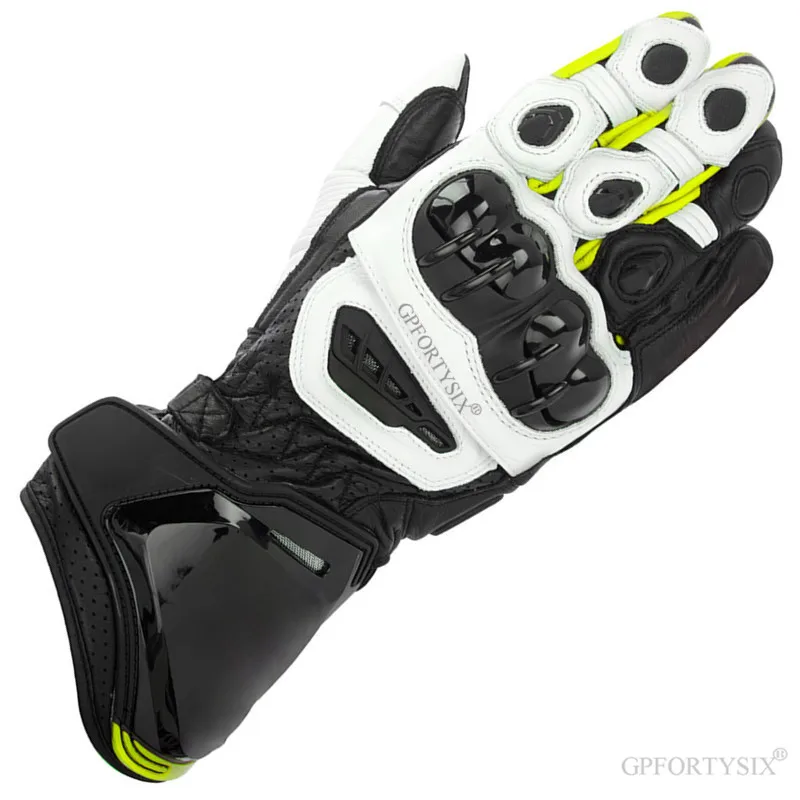 Цвет: желтый Alpine Leather Motorcycle Gloves Long Racing Driving Motocross Guantes MOTO GP Motorbike Original Cowhide PRO Glove Stars - Цвет: Цвет: желтый