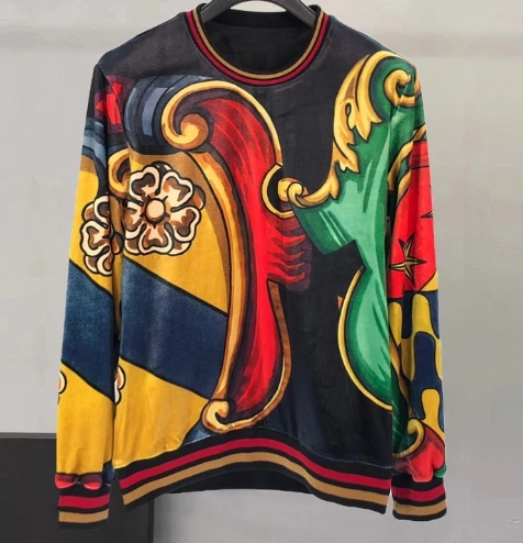 

2020 20ss brand crown print velvet hoodies pullover sweatshirts for men royal style