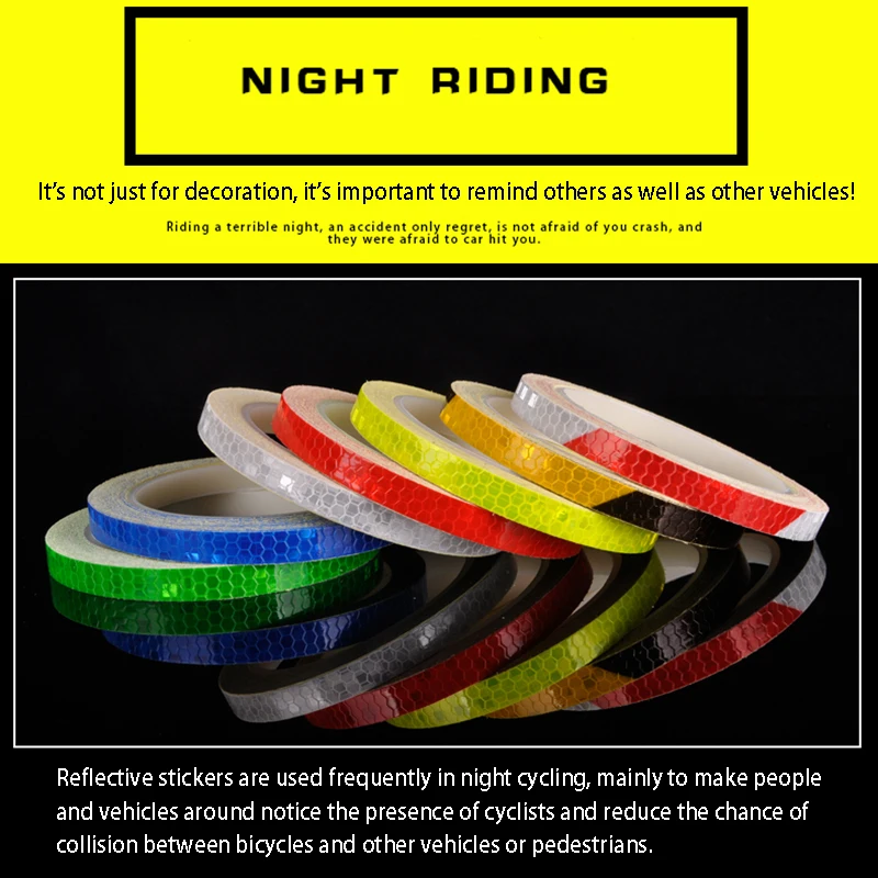 TiOODRE универсальные Светоотражающие стикеры для мотоциклов ленты DIY велосипед безопасности автомобиля предупреждающий, светоотражающий скотч колеса обод наклейки практичный