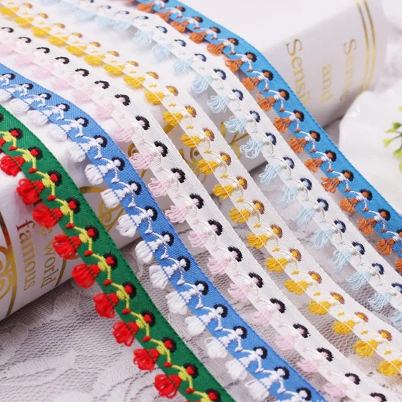 

1Yards Silk Tassel Fringe Trim People Shape Lace Trim Embroidered Lace Ribbon Clothing accessories Embroidered Lace Materials