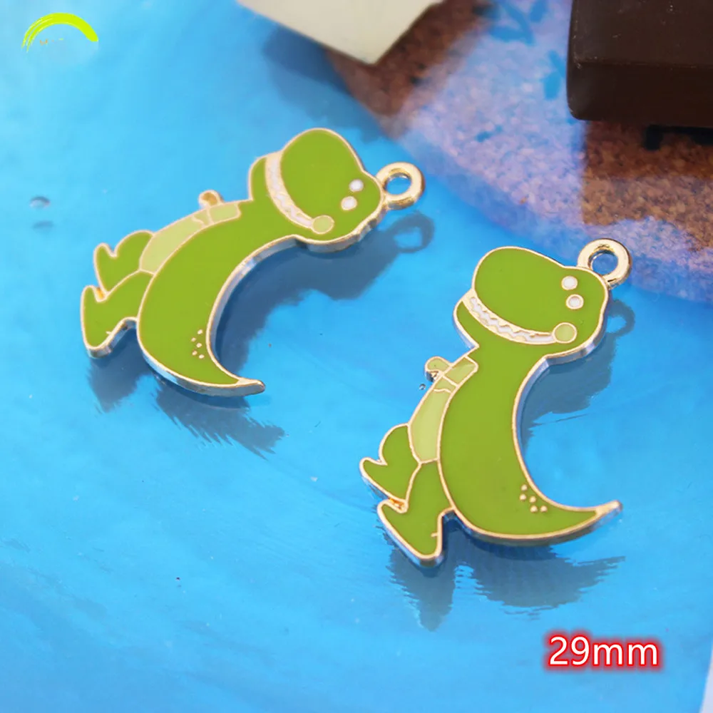

Green Enamel Charms Pendants 10pcs big Dinosaur Gold Tone Metal Charms Fit Jewelry DIY Accessories Earring Floating Handmade