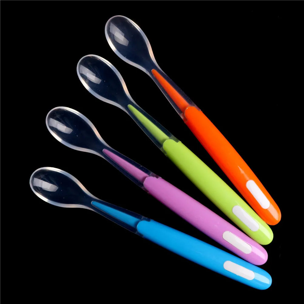 Cuchara suave para alimentación de bebé recién nacido, cuchara de silicona para sopa, cucharón, platos de alimentación, vajilla para niño, cuchara de entrenamiento de alimentación