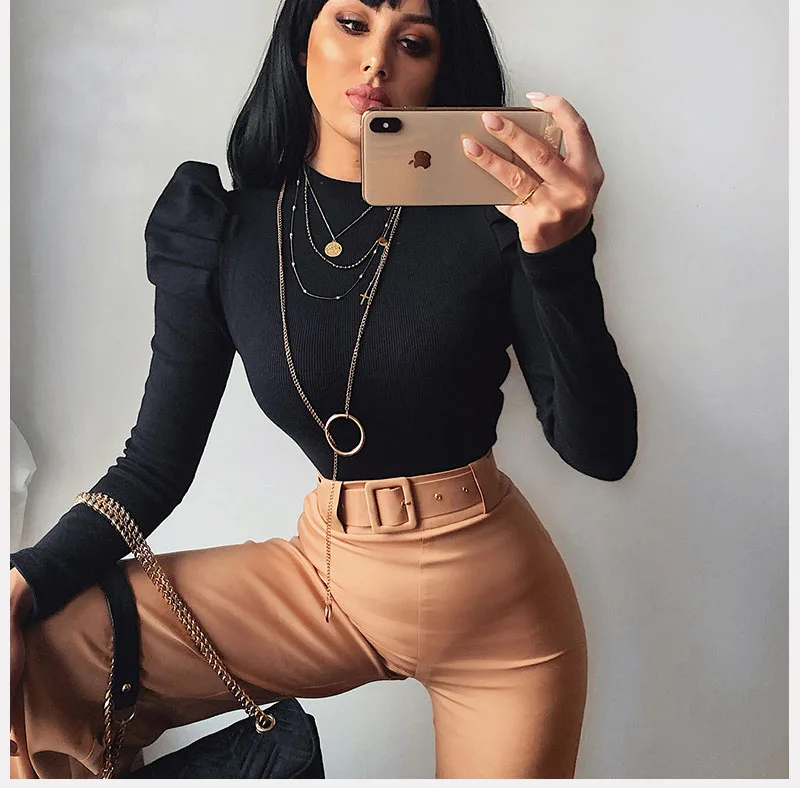 2020 Spring Winter Women Sexy Bodysuit Casual Bodycon Solid Knitted Black Bodysuits Body For Women Female mesh bodysuit