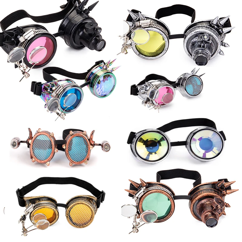 

G.F.GOLLES Punk Goggles Single Lamp Glasses Rivet Frame for Sending Out Unisex Goggles Wedding Holiday Driver Goggles