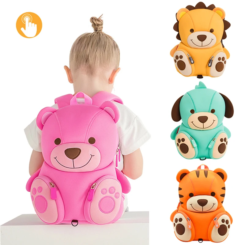 

3D Cartoon Pink Bear School Bags for Girls Boys Cute Dog Design School Backpack Toddler Book Bag Kindergarten Kids Bag Mochila