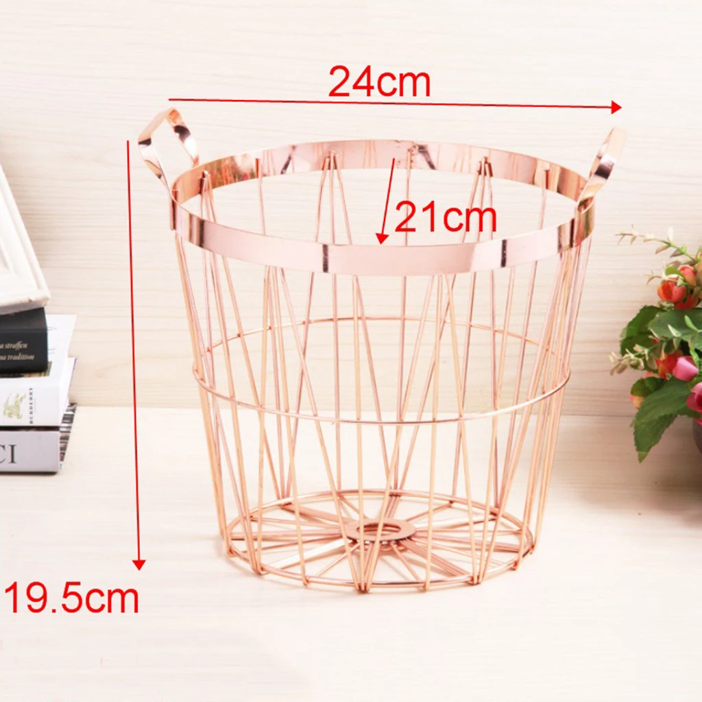 Home Storage Basket, Round Iron Wire Baskets With Handles for Storage, Organization, Kitchen, Home, Decoration