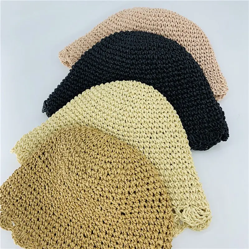 

Lady Sun Hat Wide Brim Bowknot Decorative Sunshade Folding Nylon Straw Plaiting Beach Cap Outdoor Headwear Accessories