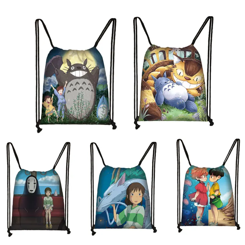 Женский холщовый рюкзак Totoro / Ponyo Spirited Away на шнурке женская сумка для хранения
