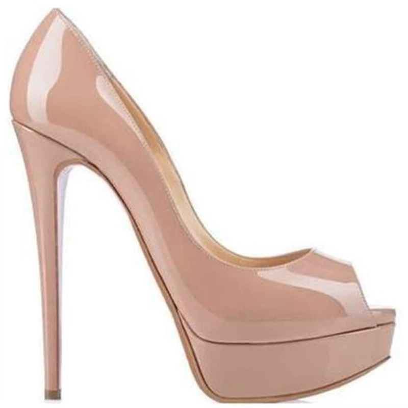 nude platform peep toe heels