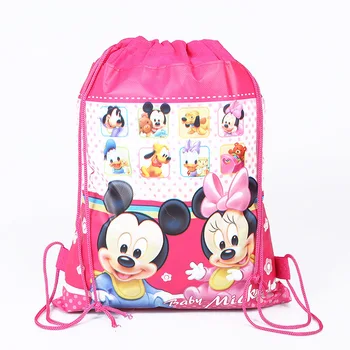 

20pcs Minnie mickey non-woven bag fabric backpack child travel school bag decoration mochila drawstring gift bag