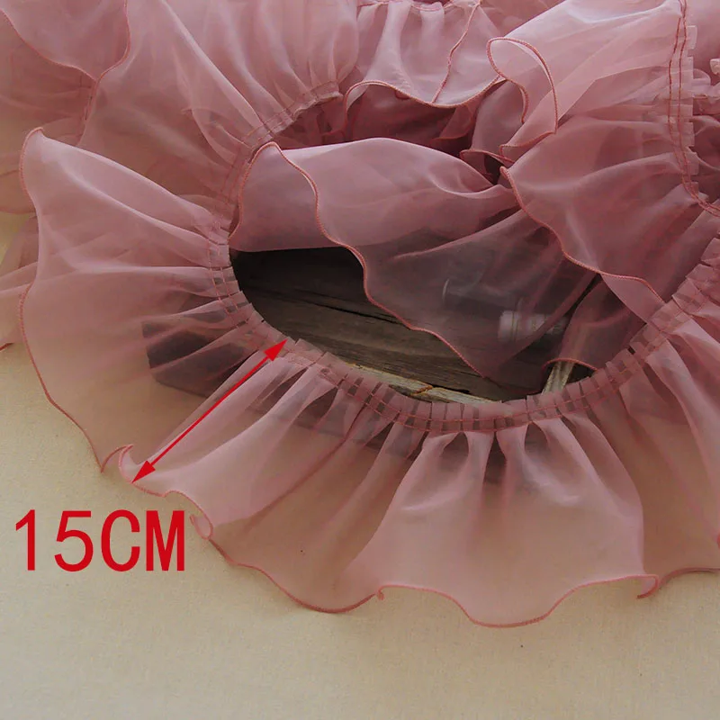 Pink White Blue Colorful Organza Pleated Lace Trims Ribbon Fabric Applique Fold Ruffle Dresses DIY Sewing Supplies 1M lace ribbon lace fabric lace sewing accessories lace sewing supplies lace accessories lace garment accessories lace decoration chiffon lace fabric sewing patches lace hair accessories