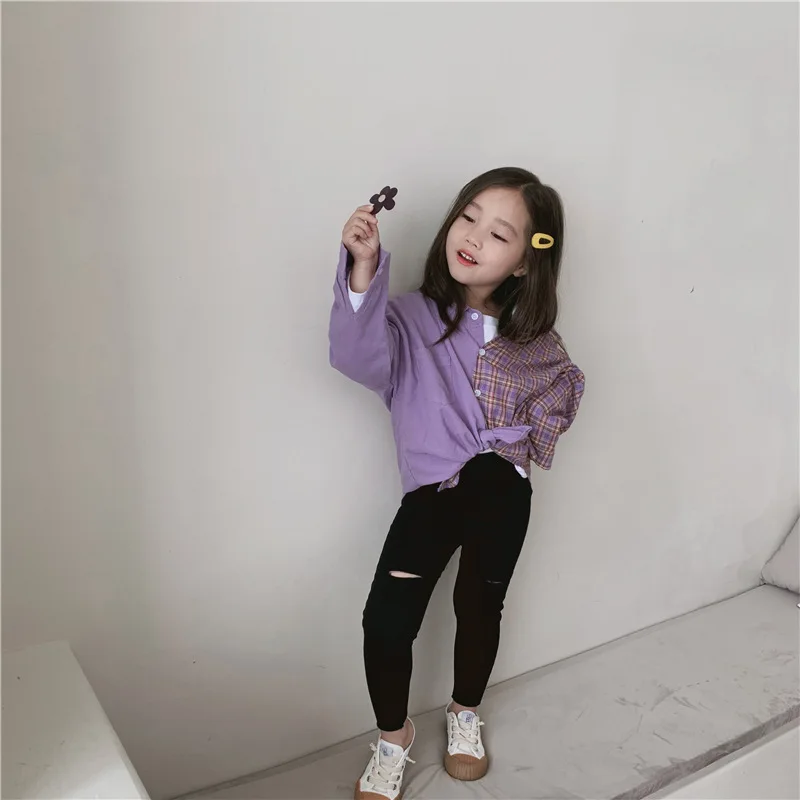Girls Leggings White Black Hole Skinny Pants Autumn New Arrival Casual Kids Trousers 2 3 4 5 6 7 Years Toddler Girl Legging