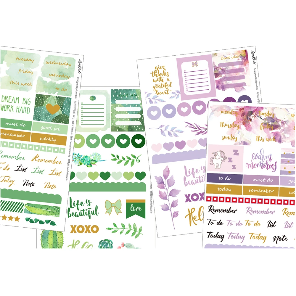 Lovedoki корейский фиолетовый зеленый Bullet Journal стикер s дневник планировщик скрапбук
