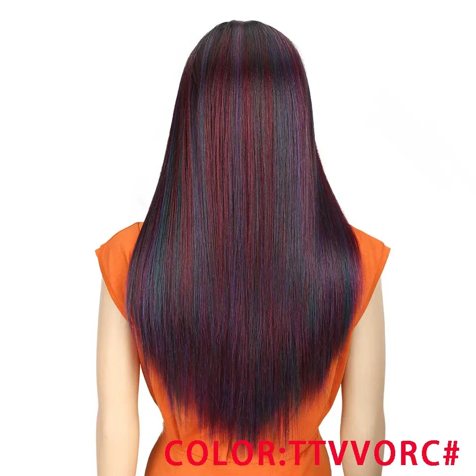 Волшебный 2" дюймов 13X4 прямой синтетический парик на кружеве для черных женщин Омбре Многоцветный парик на кружеве синтетические волосы Косплей волосы - Цвет: TTVVORC