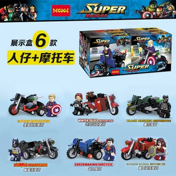 

Decool 7008-7013 Super Hero Motorcycles Captain America Black Panthe building blocks bricks baby KIT toys