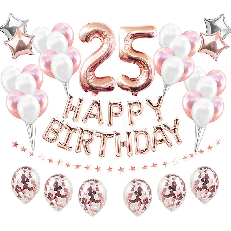 rose gold 25 38 шт. 30th 40th 50th 60th День Рождения Розовое золото День Рождения украшения для взрослых фотостудия 21st 30 фото стенд реквизит-Аксессуары - Цвет: rose gold 25