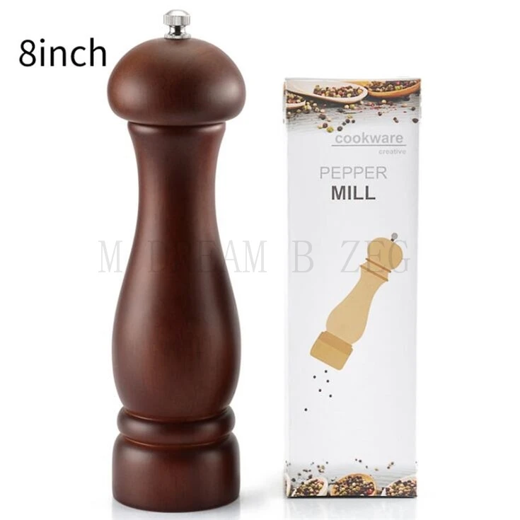 8 inch Шлифовальная машина для перца из цельного дерева, ручная вращающаяся мельница для перца, кухонные аксессуары, инструменты для приготовления пищи шеф-повара - Цвет: 8 inch