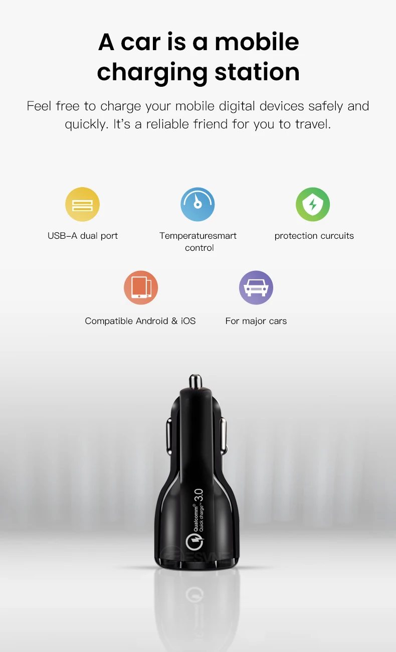 VEEAII QC 3,0 2,0 2 порта USB Автомобильное зарядное устройство для iPhone 6 7 8 X XR XS MAX samsung Xiaomi Redmi мобильный телефон адаптер планшет зарядка