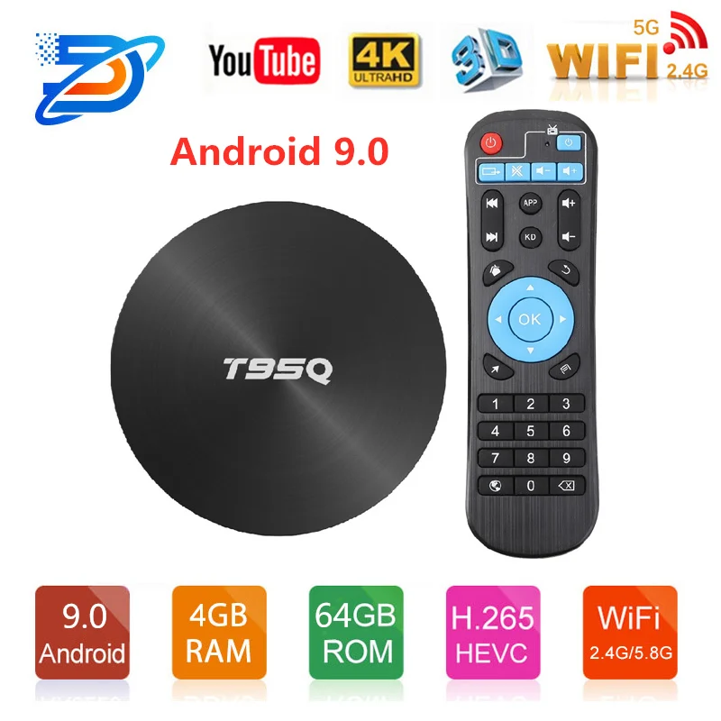 T95Q 4 K ТВ Box 4 Гб 64 GB Android 8,1 LPDDR4 Amlogic S905X2 4 ядра 2,4G и 5 ГГц Wi-Fi BT4.1 1000 м H.265 4 K Media Player 2018