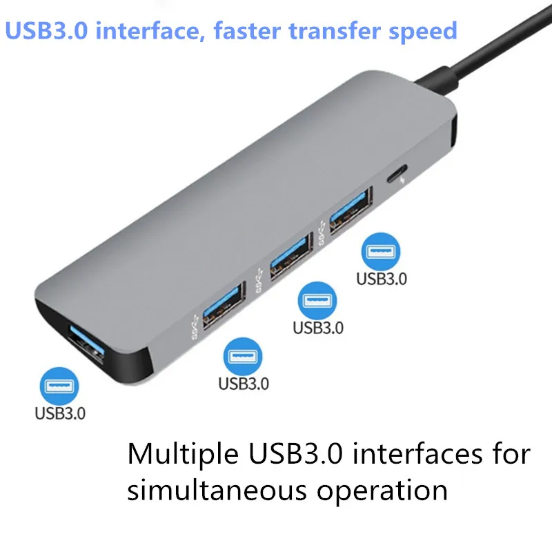 4 интерфейса USB3.0 концентратор C type-C высокоскоростной адаптер передачи для мобильного телефона MacBook samsung S8 S9 huawei P20 Pro