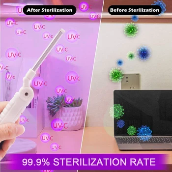 

UV Germicidal Light Stick UV Sanitizer Wand UVC Ultraviolet Folding Handheld Disinfection Lamp Portable Sterilization Lamp