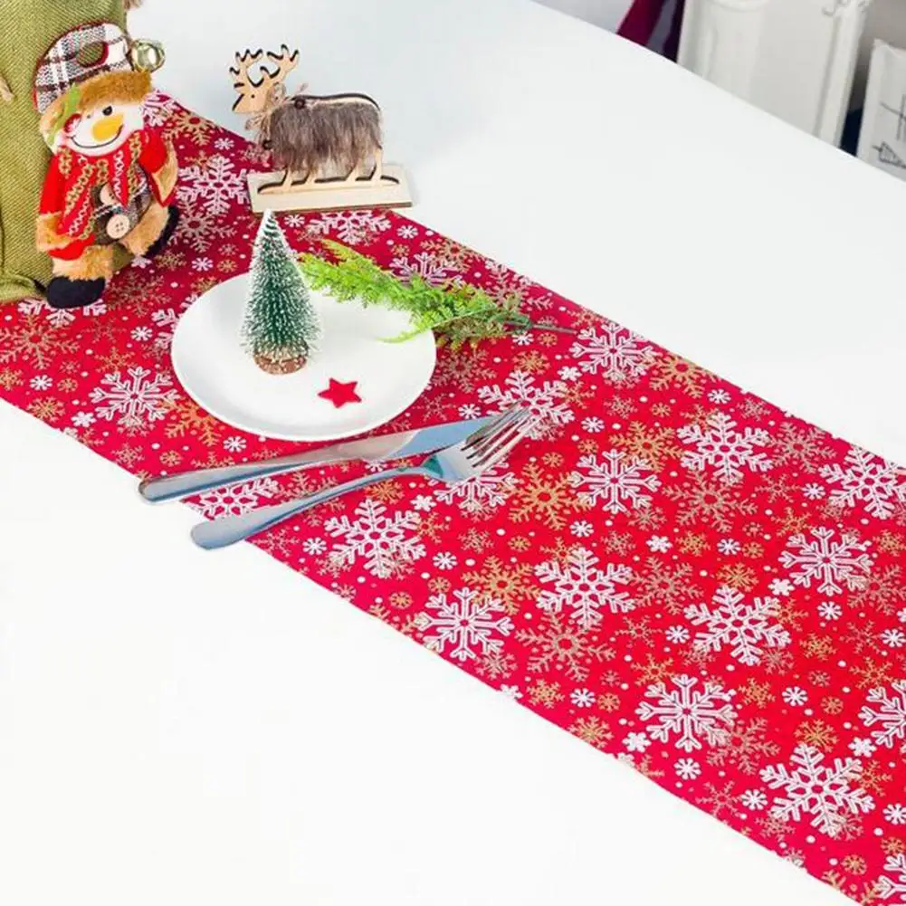 

270cm Snowflake Tree Print Christmas Table Runner Kitchen Decorative Tablecloth Christmas Decoration for Home Party Home DEcor