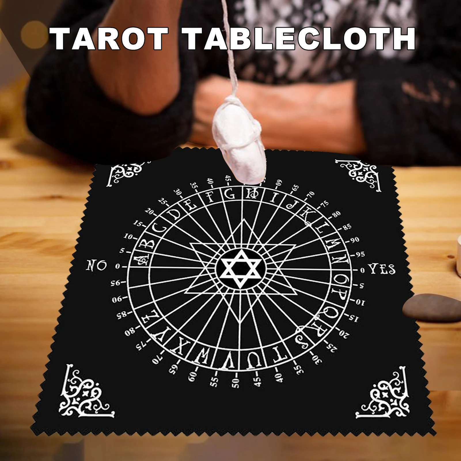 30x30cm mantel para Tarot negro péndulo para mesa de adivinación accesorios péndulo herramienta SRT FM Digital Cristal de sanación