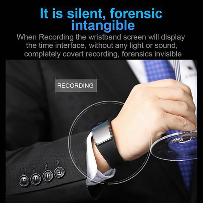 Аудио Голосовая активация браслет записи MP3 плеер Диктофон Часы 16 Гб HIFI для лекций