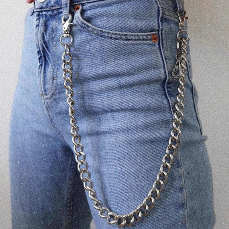 

5Sizes Rock Pants Chain Waist Chain Long Metal Keyring Keychain Hipster Pant Jean Key Wallet Belt Ring Clip Men's HipHop Jewelry